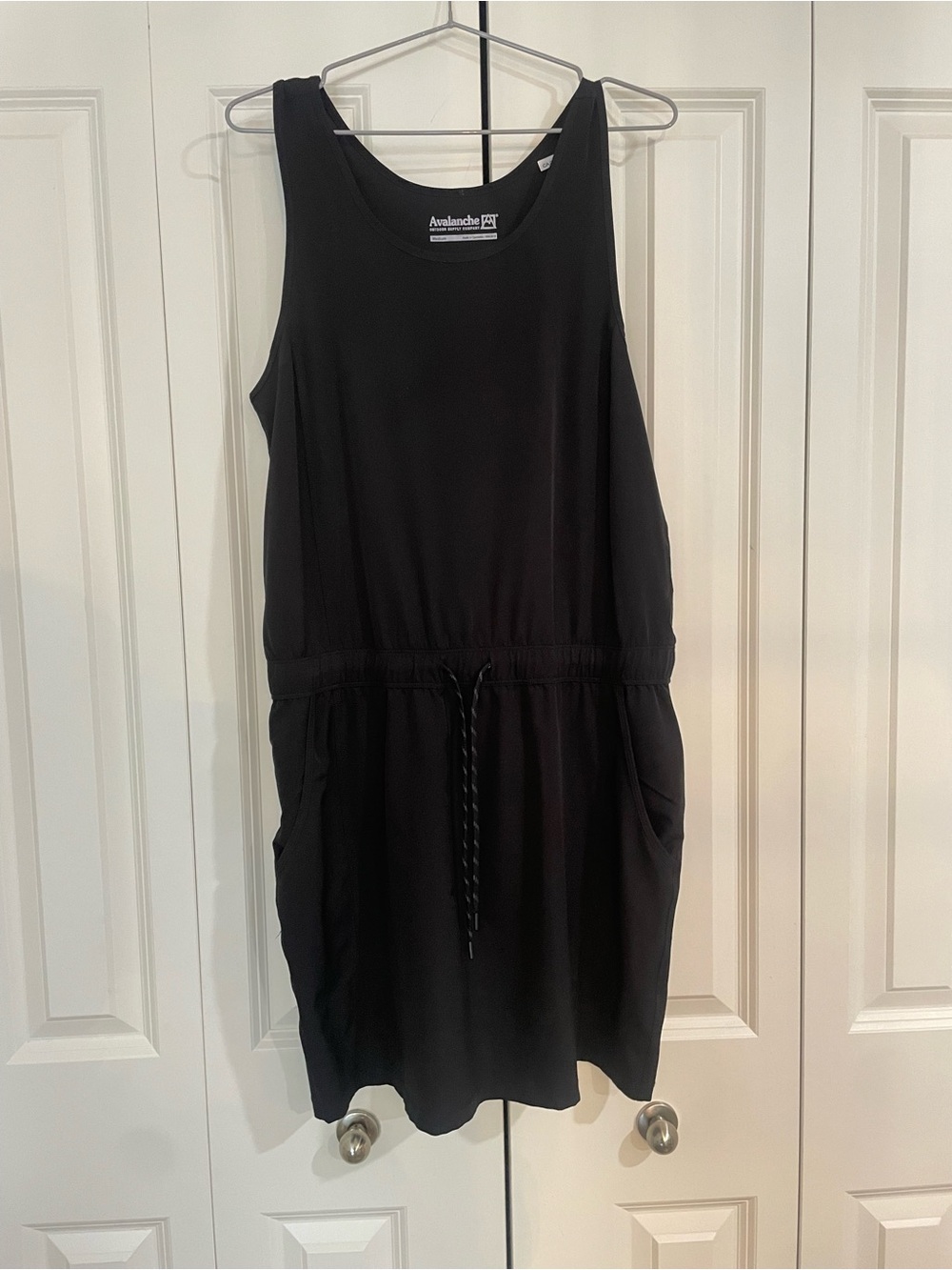 Avalanche Black Sleeveless Drawstring Pocket Mini Dress